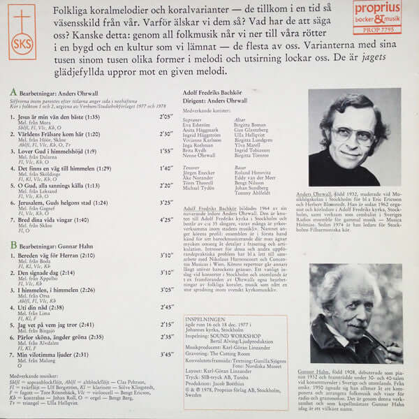 Adolf Fredriks Bachkör : Kör i folkton (LP, Album)