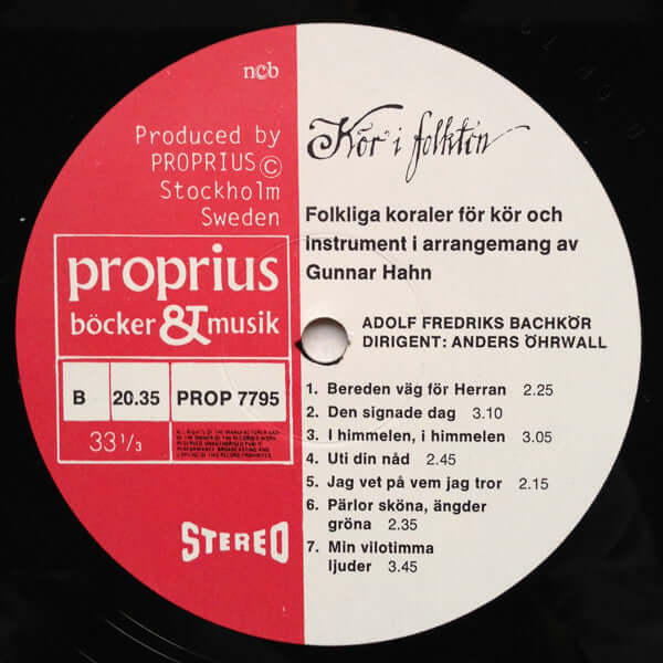 Adolf Fredriks Bachkör : Kör i folkton (LP, Album)