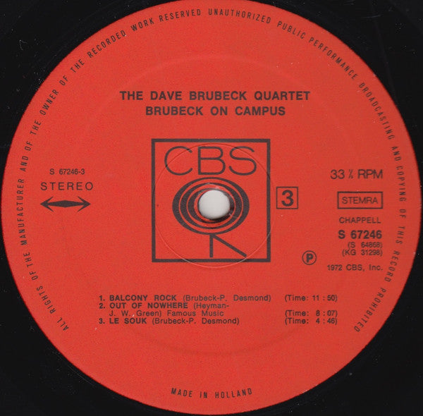 The Dave Brubeck Quartet : Brubeck On Campus (2xLP, Comp)