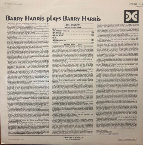 Barry Harris (2) : Barry Harris Plays Barry Harris (LP, Album)