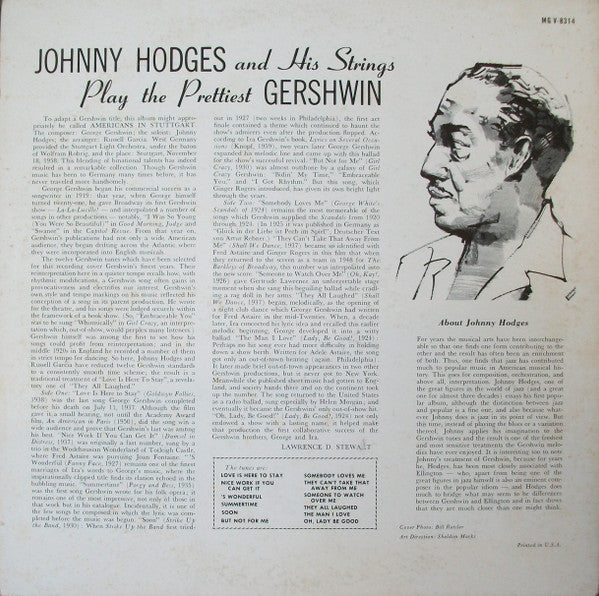 Johnny Hodges And His Strings : Johnny Hodges And His Strings Play The Prettiest Gershwin (LP, Album, Mono, Tru)