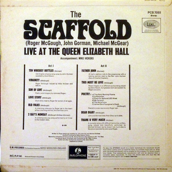 Scaffold : Live At The Queen Elizabeth Hall (LP)