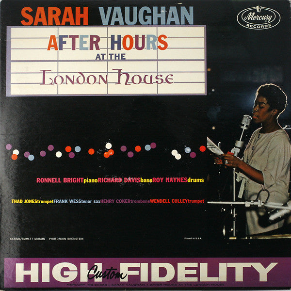 Sarah Vaughan : After Hours At The London House (LP, Album, Mono)