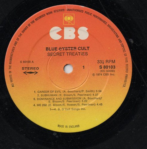 Blue Öyster Cult : Secret Treaties (LP, Album, RE)