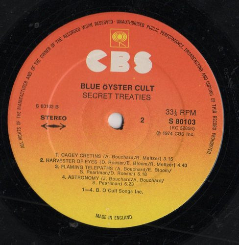 Blue Öyster Cult : Secret Treaties (LP, Album, RE)
