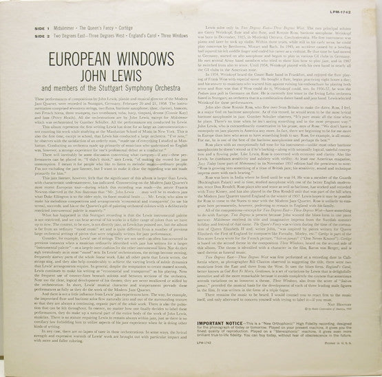 John Lewis (2) : European Windows (LP, Album)