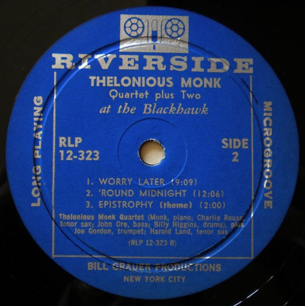 The Thelonious Monk Quartet : At The Blackhawk (LP, Album, Mono)