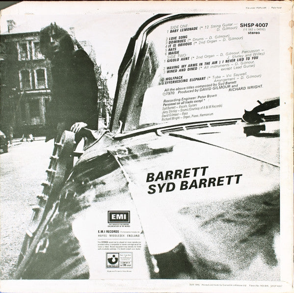 Syd Barrett : Barrett (LP, Album, Tex)