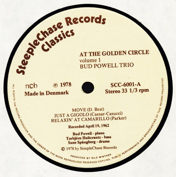 The Bud Powell Trio : At The Golden Circle Volume 1 (LP, Album)