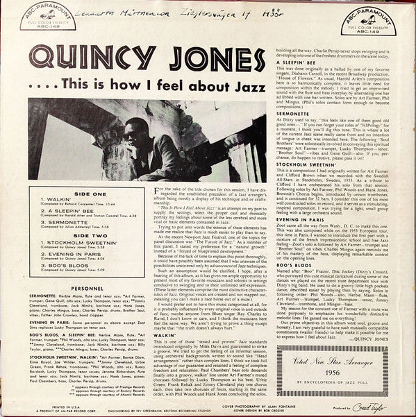 Quincy Jones : This Is How I Feel About Jazz (LP, Album, Mono)