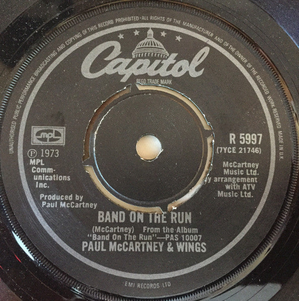 Paul McCartney  &  Wings* : Band On The Run (7", Single, RE, Kno)