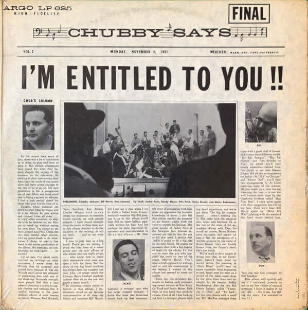 Chubby Jackson's Big Band : I'm Entitled To You!! (LP, Album)