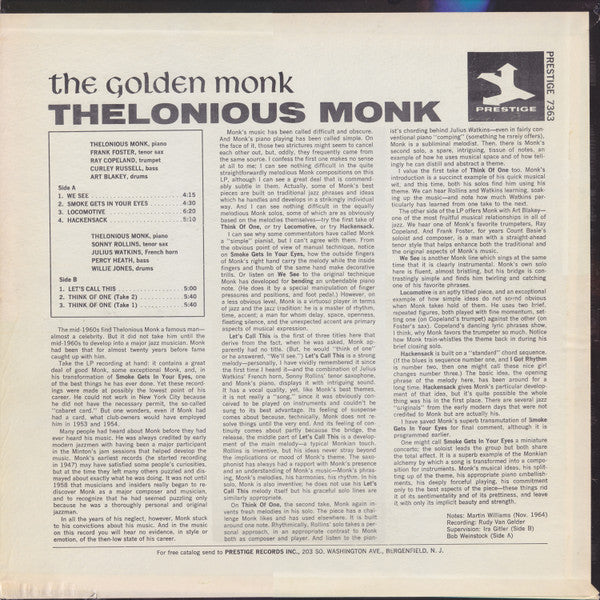 Thelonious Monk : The Golden Monk (LP, Comp, Mono, RE)