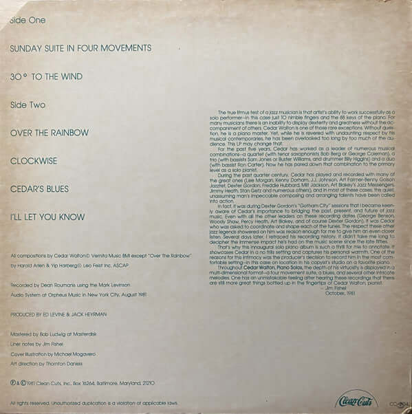 Cedar Walton : Piano Solos (LP, Album)