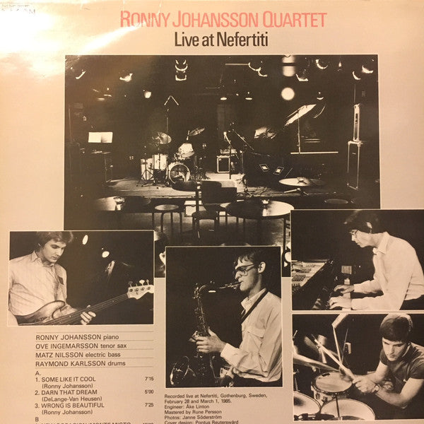 Ronny Johansson Quartet : Live At Nefertiti (LP, Album)