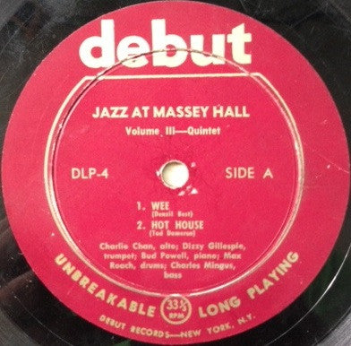 The Quintet : Jazz At Massey Hall Volume Three (10", Album)