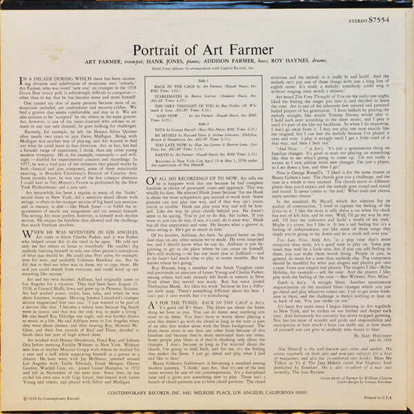 Art Farmer : Portrait Of Art Farmer (LP, Album, RE, Ste)