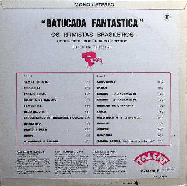 Os Ritmistas Brasileiros Conduzidos Por Luciano Perrone : Batucada Fantastica (LP, RE)