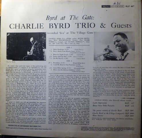 Charlie Byrd Trio : Byrd At The Gate (LP, Mono)