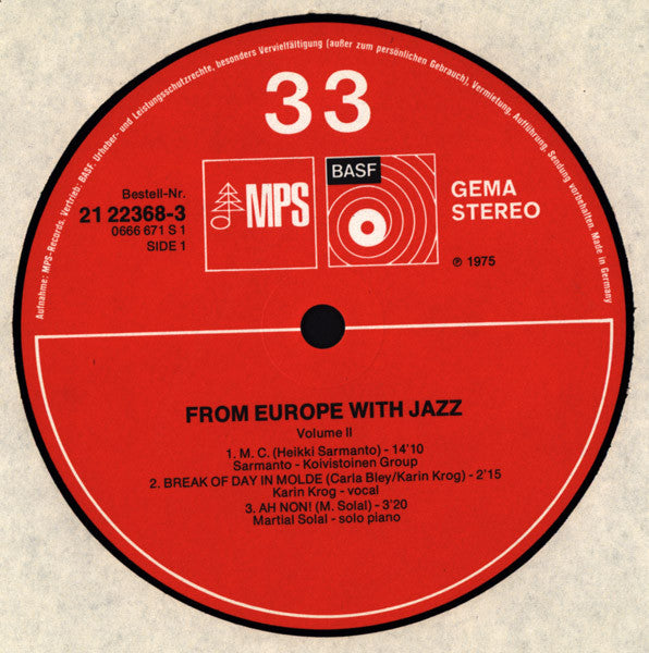 Various : From Europe With Jazz Vol. 2 (EJF Presents European Jazz Festival Highlights) (LP, Album)