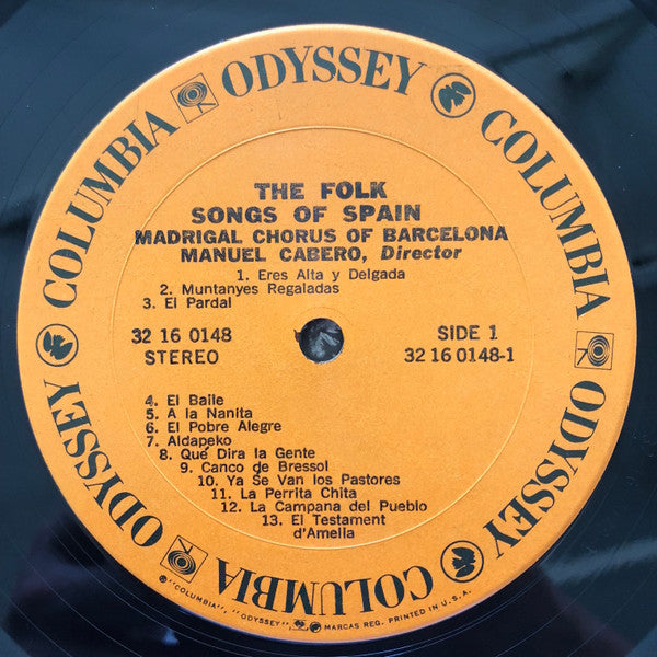 Madrigal Chorus Of Barcelona : The Folk Songs Of Spain (LP)