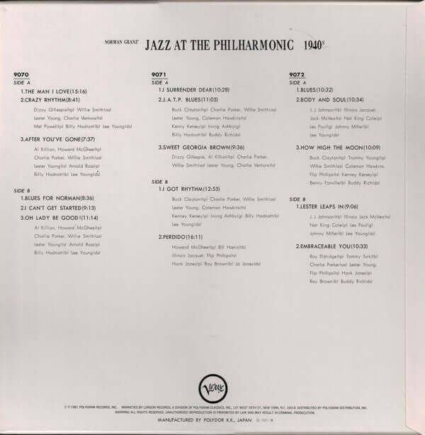 Jazz At The Philharmonic : 1940s (3xLP, Comp, Mono, RE + Box)
