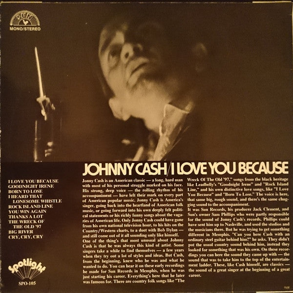 Johnny Cash : I Love You Because (LP, Comp, Mon)