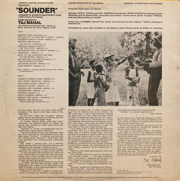 Taj Mahal : "Sounder" (LP, Album)