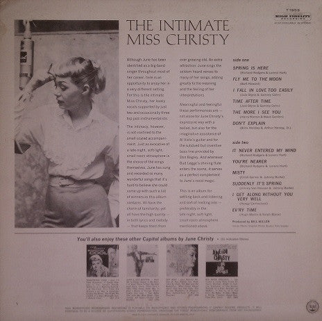 June Christy : The Intimate Miss Christy (LP, Mono, Scr)