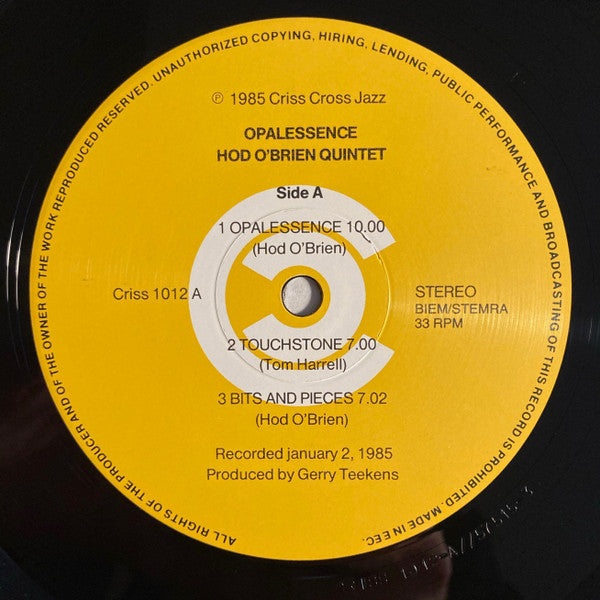 Hod O'Brien Quintet Featuring Tom Harrell And Pepper Adams : Opalessence (LP, Album)