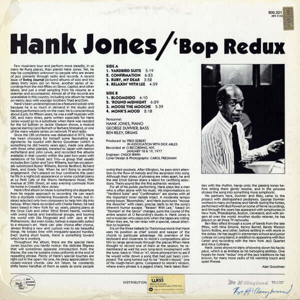 Hank Jones : Bop Redux (LP, Album)
