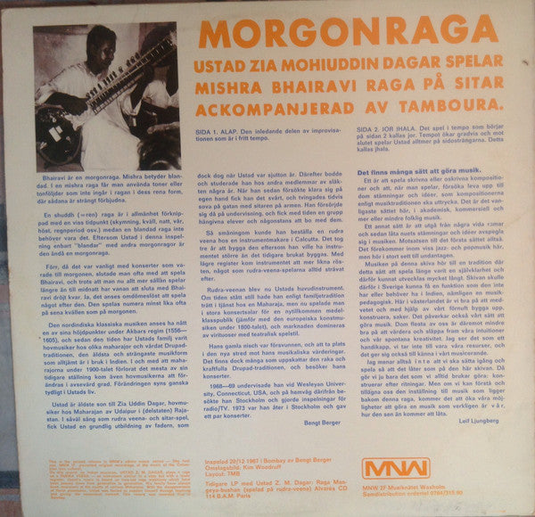 Ustad Zia Mohiuddin Dagar : Morgonraga (LP, Album)