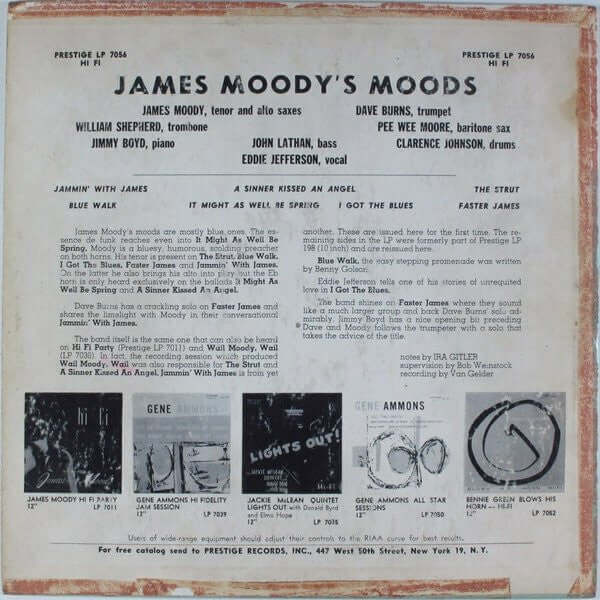 James Moody : James Moody's Moods (LP, Album, Mono)