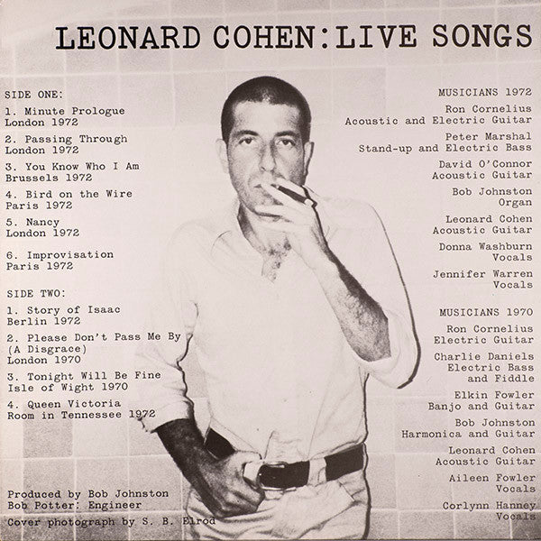 Leonard Cohen : Live Songs (LP, Album, RE)