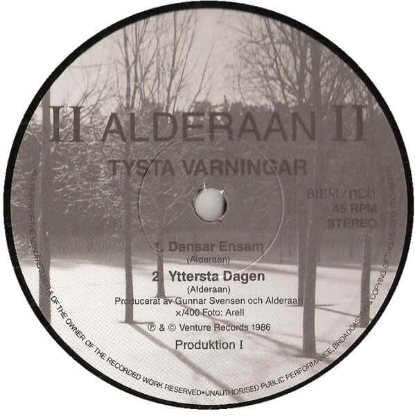 Alderaan (2) : Tysta Varningar (12", Single)