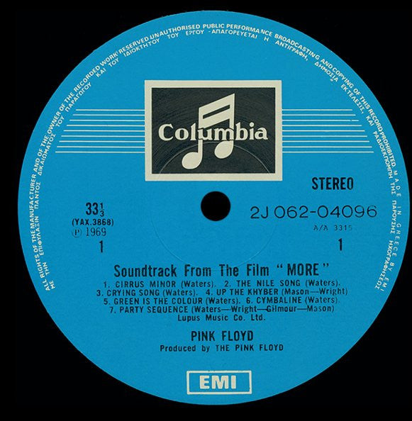 Pink Floyd : Soundtrack From The Film "More" (LP, Album)
