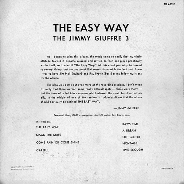 The Jimmy Giuffre Trio : The Easy Way (LP, Mono)