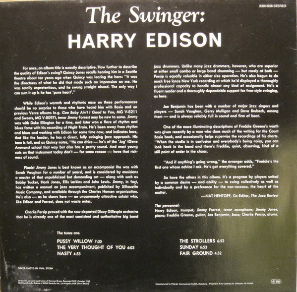 Harry Edison : The Swinger (LP, Album, RE)