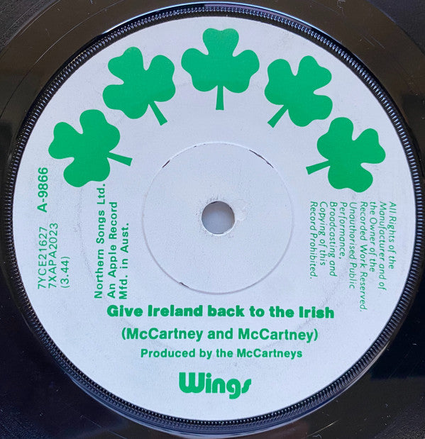 Wings (2) : Give Ireland Back To The Irish (7", Single)