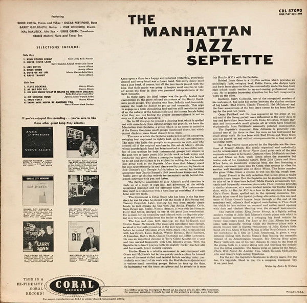 The Manhattan Jazz Septette : The Manhattan Jazz Septette (LP, Album)