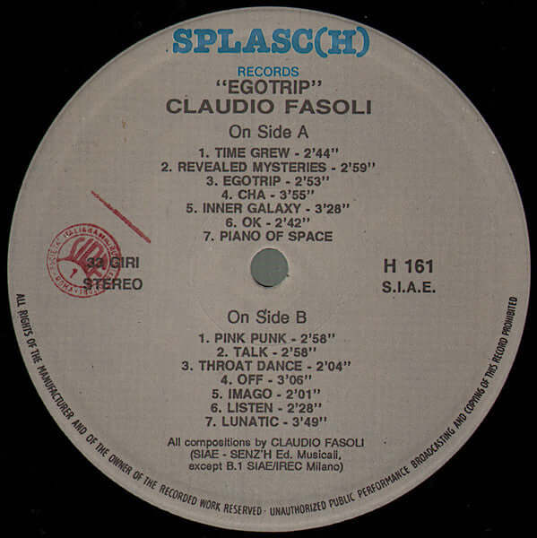 Claudio Fasoli : Egotrip (LP, Album)