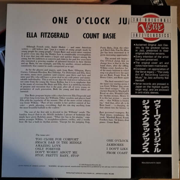 Ella Fitzgerald / Count Basie / Joe Williams : One O'Clock Jump (LP, Album, Mono)