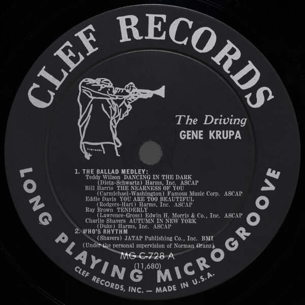 Gene Krupa : The Driving Gene Krupa (LP, Album, Mono, RE)