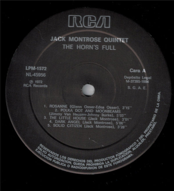 The Jack Montrose Quintet, Red Norvo : The Horn's Full (LP, Album, RE)