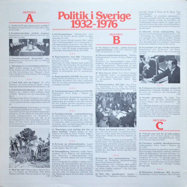 Various : Politik I Sverige 1932 - 1976 (2xLP, Album, Comp)