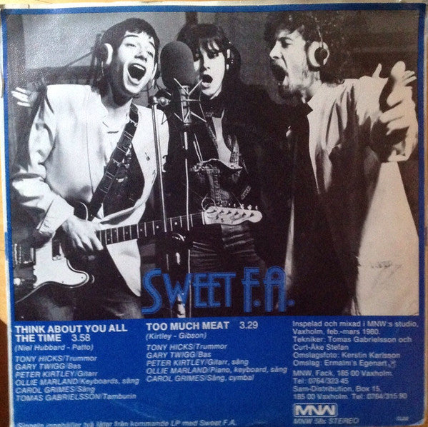 Sweet F.A. (3) : Think About You All The Time (7", Single)