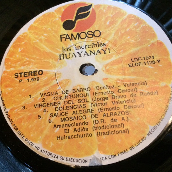 Los Huayanay : Los Increibles... ¡Huayanay! (LP, Album, RE)