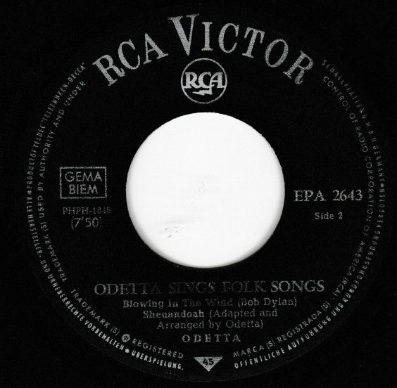 Odetta : Sings Folk Songs (7", EP)