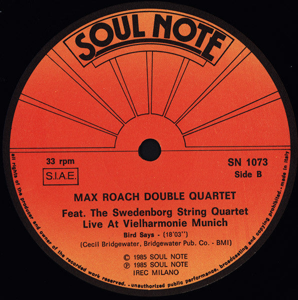 Max Roach Double Quartet Feat. The Swedenborg String Quartet : Live At Vielharmonie Munich (LP, Album)