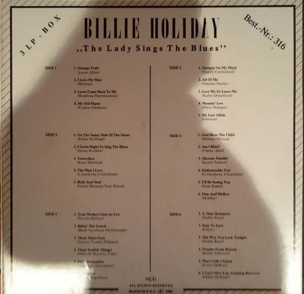 Billie Holiday : The Lady Sings The Blues (3xLP, Comp, Num, + B)